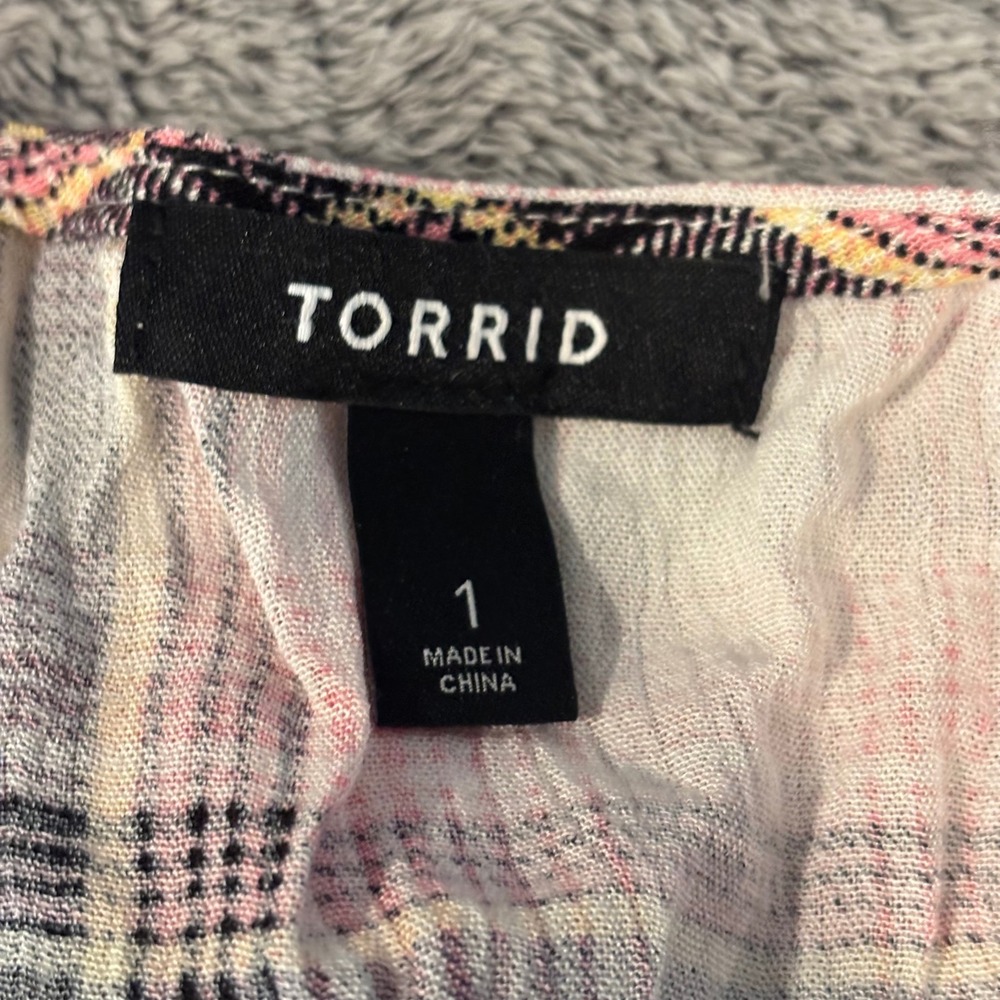 Torrid Women Kimono Cardigan 1X Plaid Casual Coastal Cowgirl Beachy Boho 21296 - Picture 5 of 10